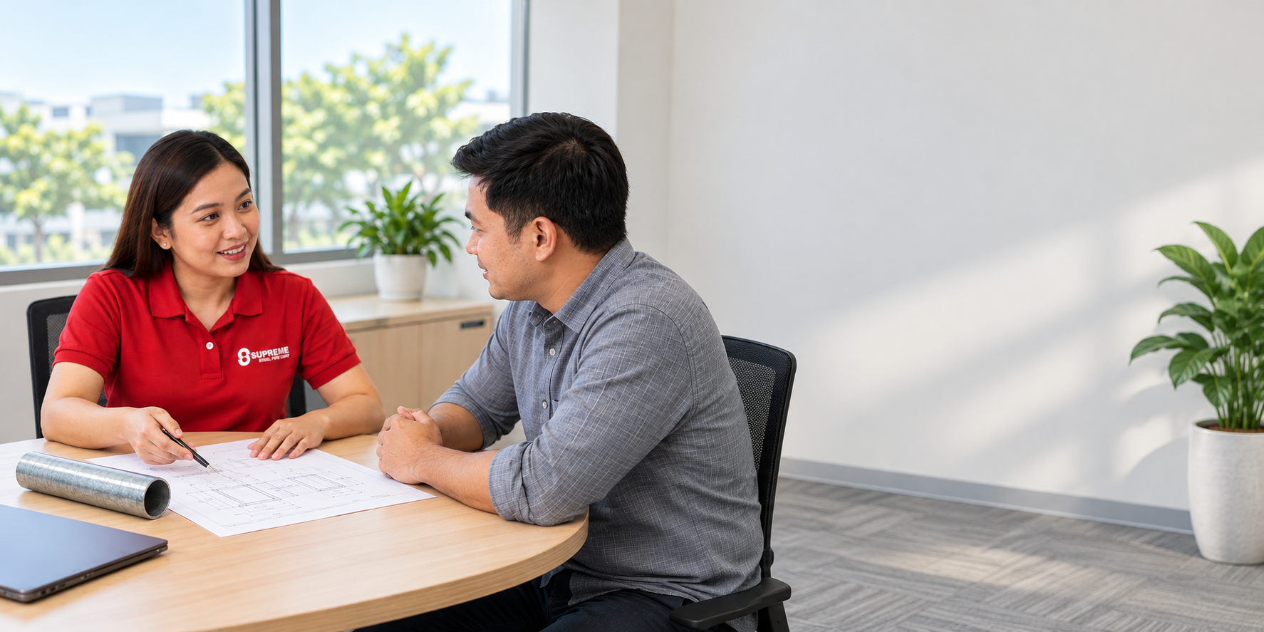 A Supreme adviser and customer reviewing project requirements