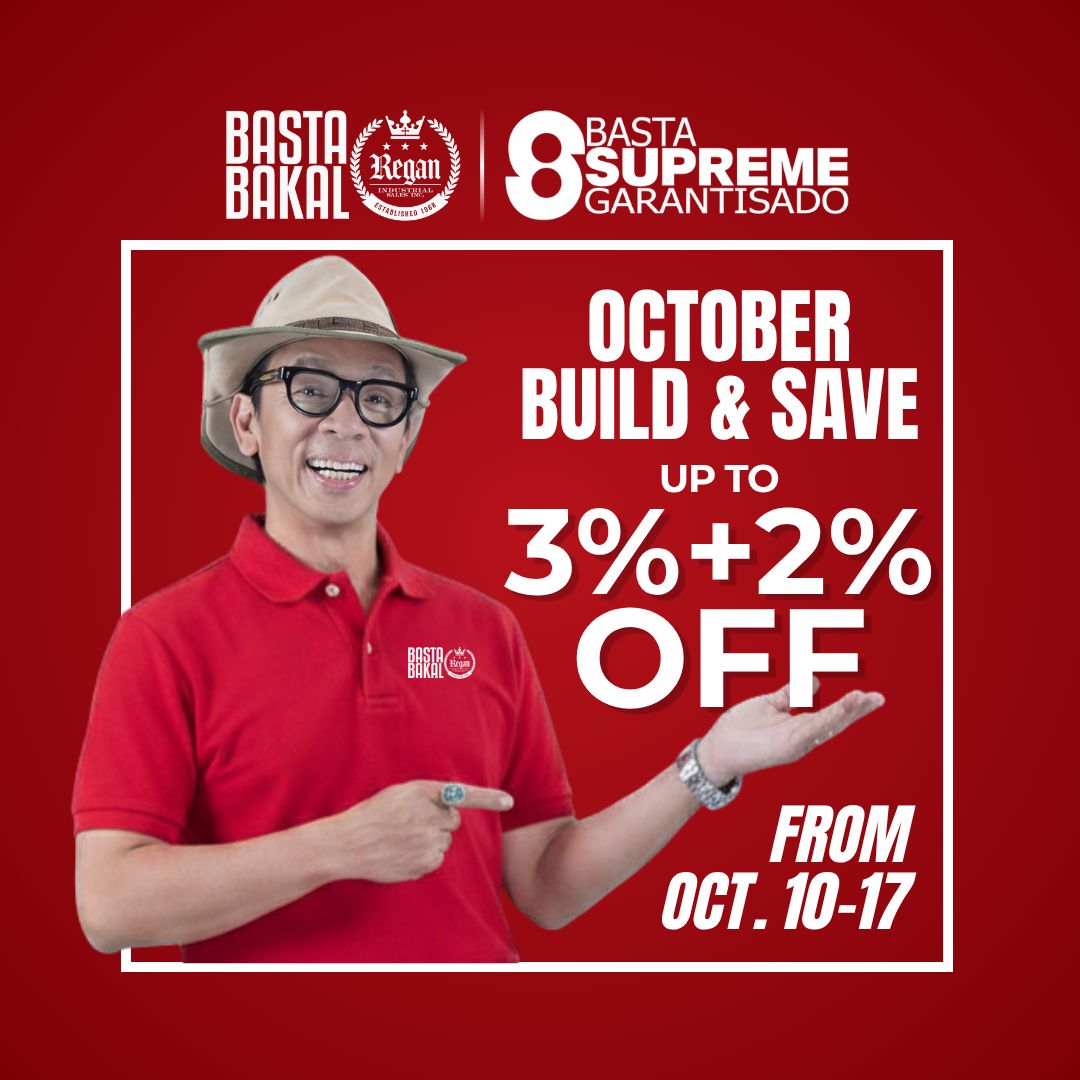 October Build & Save promo poster: up to 3% plus 2% off, October 10–17