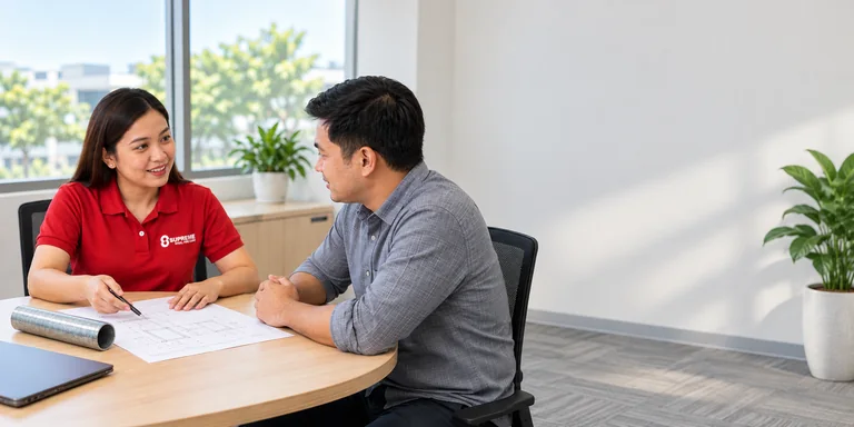 A Supreme adviser and customer discussing project requirements