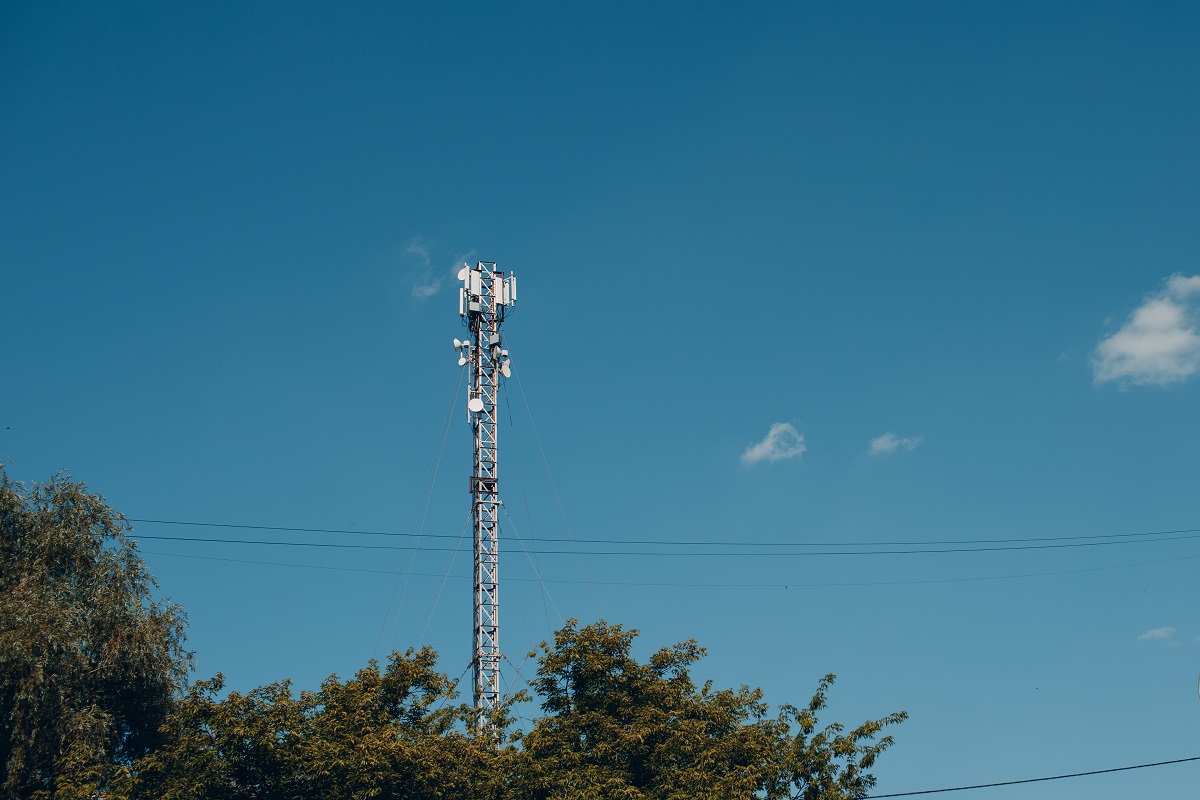 Telecommunication tower of 4G and 5G cellular. Cell Base Station. Wireless Communication Antenna Transmitter. Telecommunication mobile technology