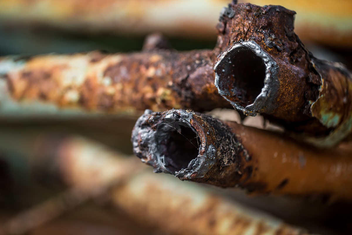 rusty pipes closeup