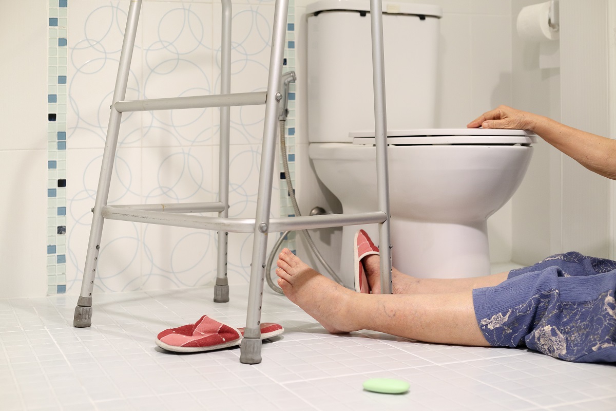 elderly falling in bathroom because slippery surfaces